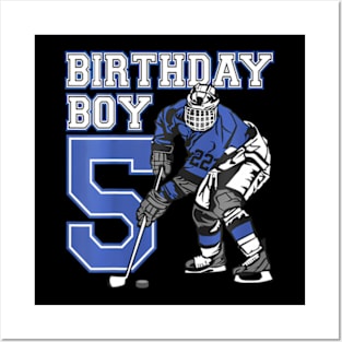 Kids 5 Year Old Ice Hockey Themed Birthday Party 5Th Boy Posters and Art